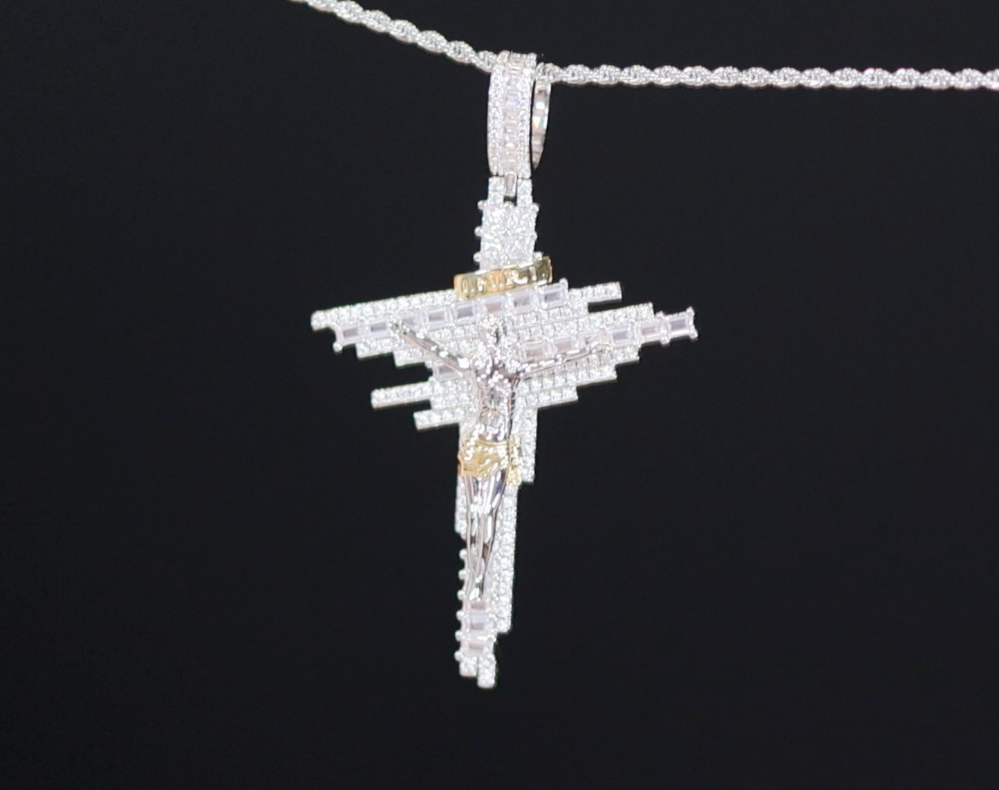 Mens Big Diamond Jesus Pendant