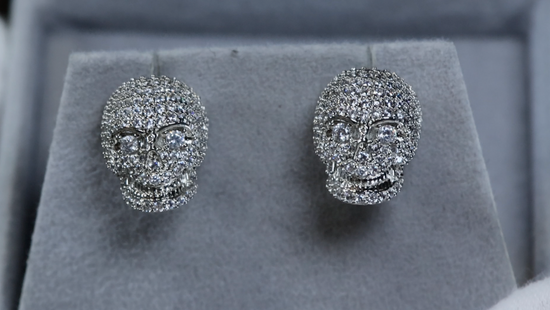 Diamond skull ear studs