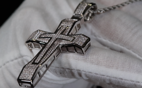 Mens Big Diamond Cross Pendant