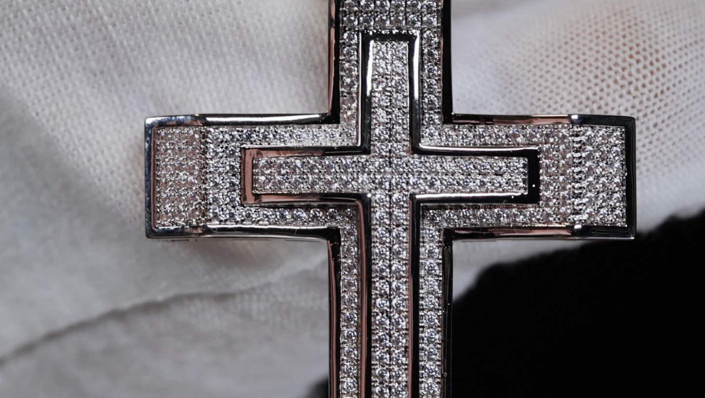 Mens Big Diamond Cross Pendant