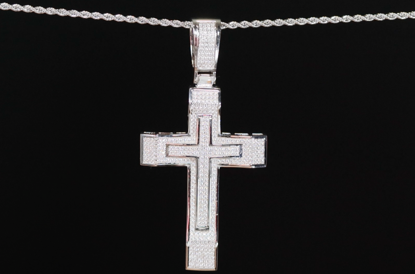 Mens Big Diamond Cross Pendant