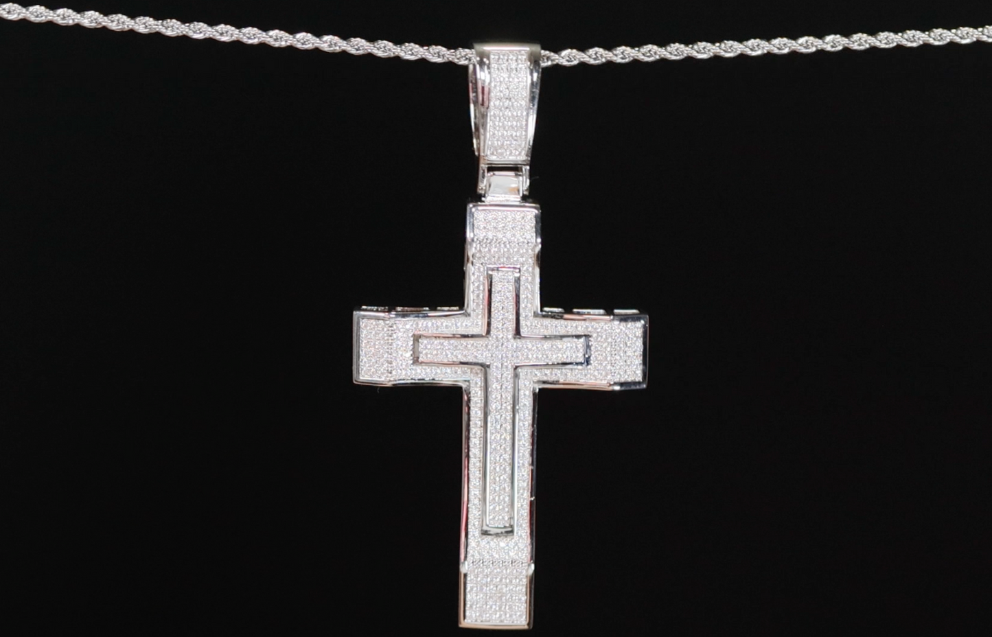 Mens Large Diamond Cross Pendant