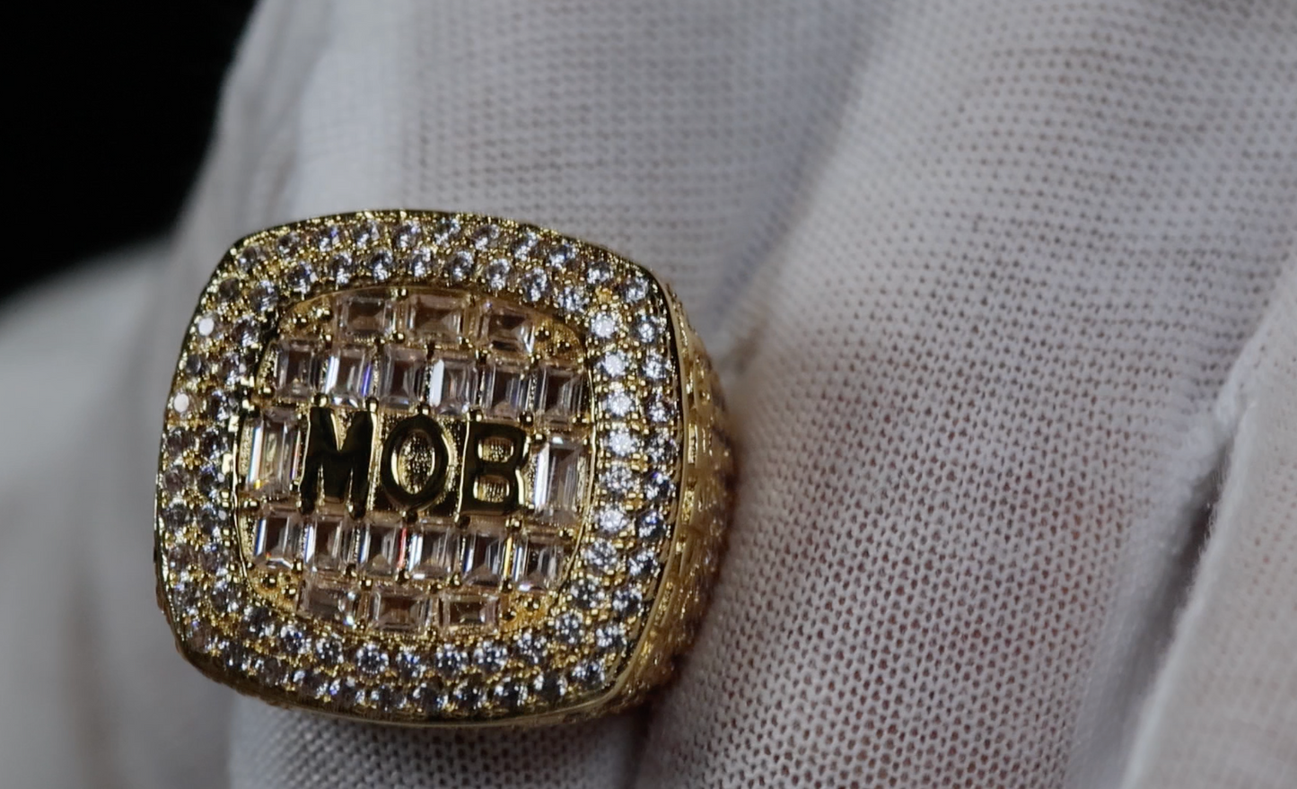 mens big gold iced out ring