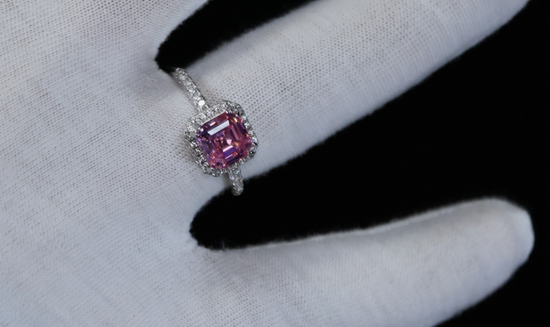 Pink Asscher Cut Diamond Ring