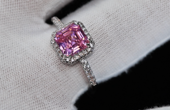 Pink Asscher Cut Diamond Ring