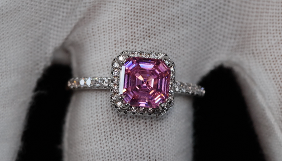 Pink Asscher Cut Diamond Ring