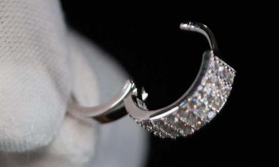 Silver Womens Moissanite Diamond Hoop Earrings