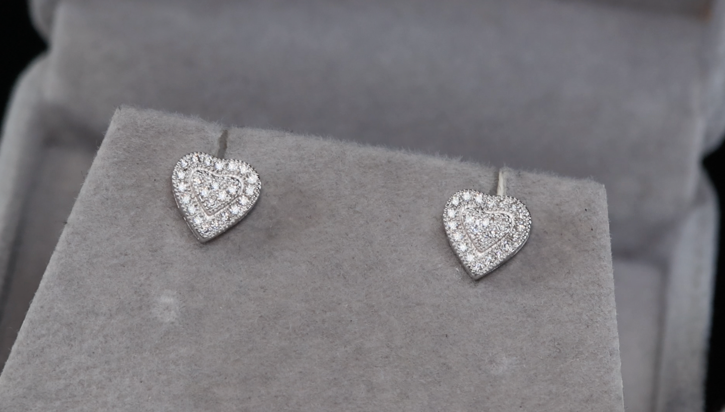 Moissanite Heart Ear Studs