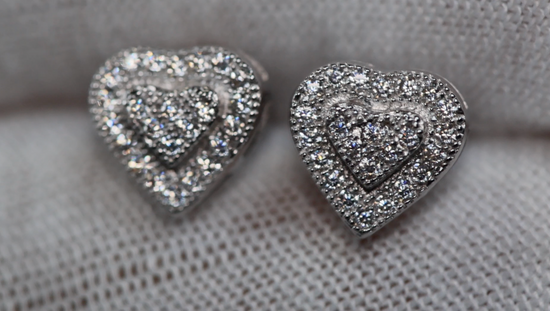 Moissanite Diamond Heart Ear Studs