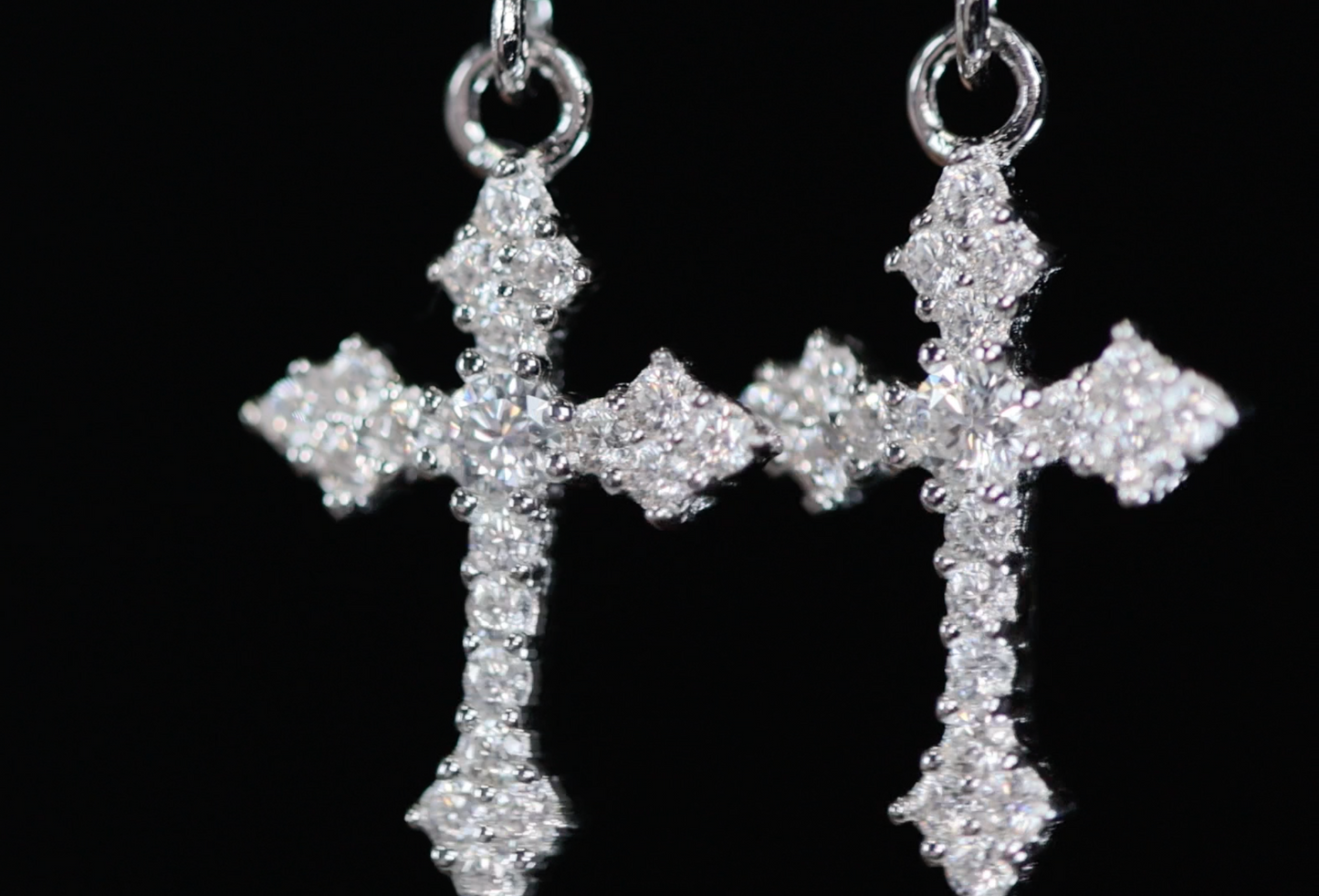 Moissanite Diamond Hoop Cross Earrings