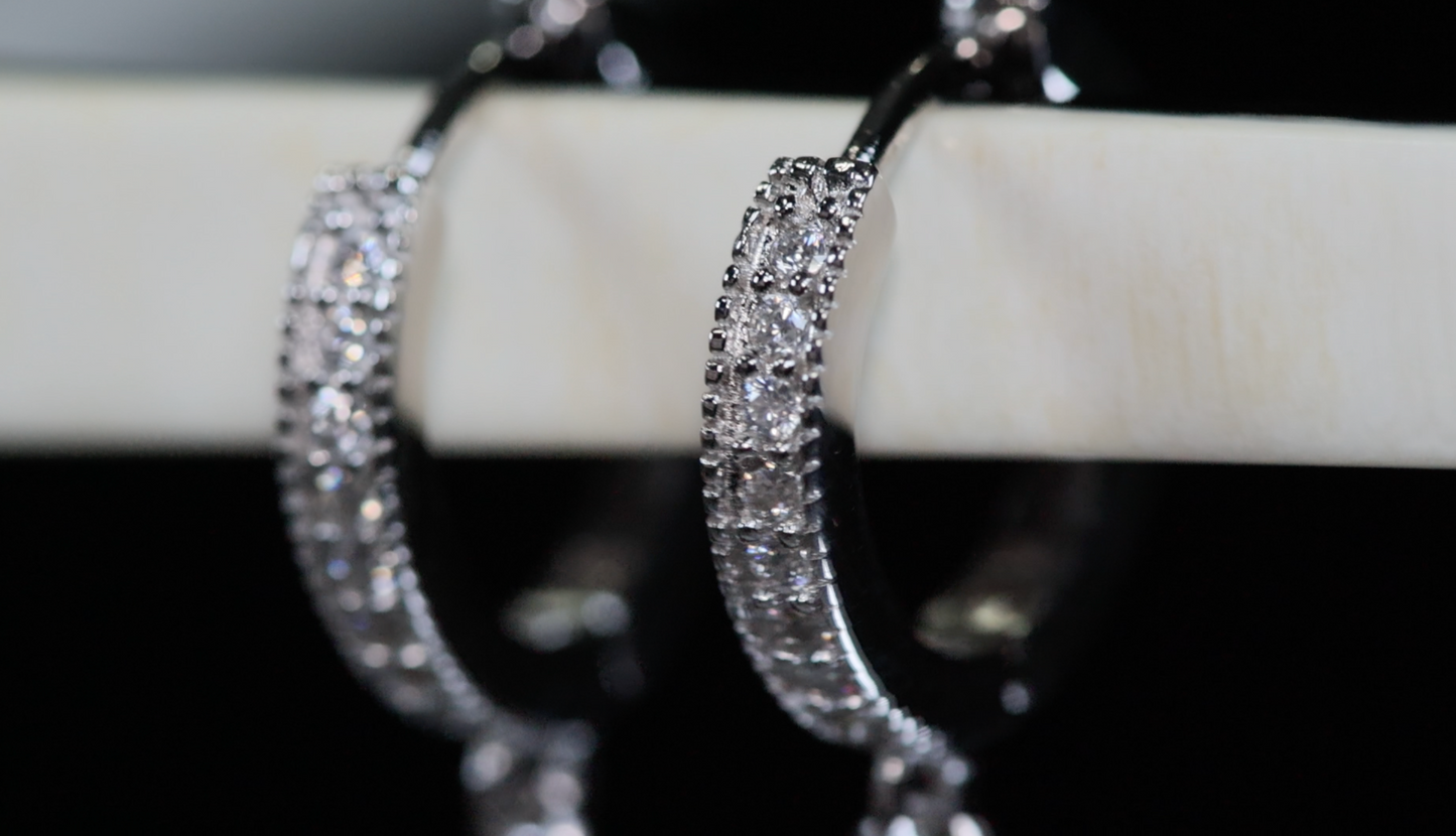 Moissanite Hoop Cross Earrings