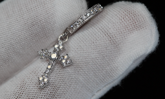 Mens Moissanite Cross Earrings