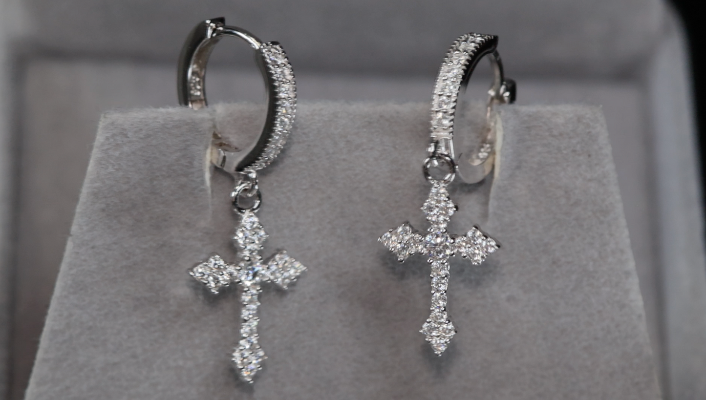 Mens Cross Earrings