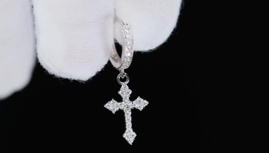 Mens Diamond Cross Earrings