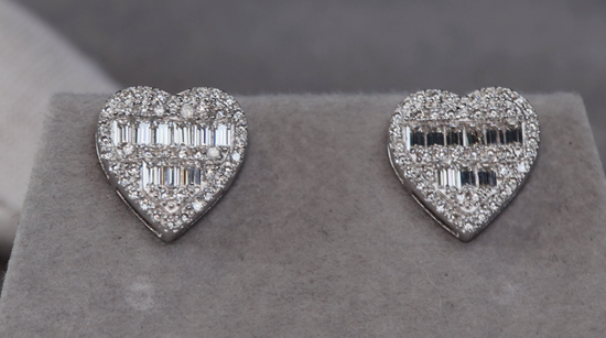 Moissanite Diamond Heart Ear Studs