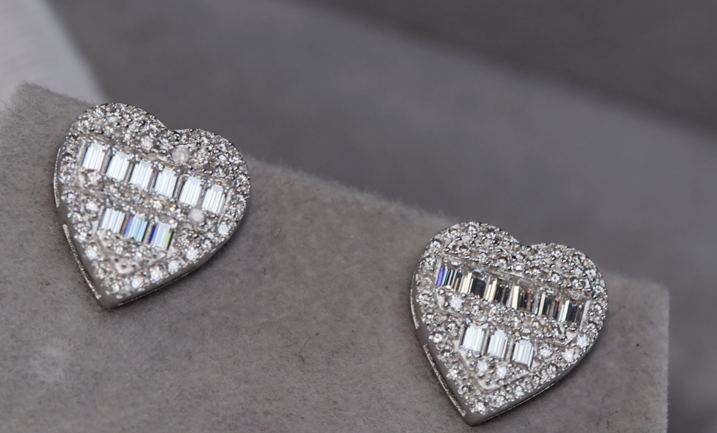 Womens Moissanite Heart Ear Studs