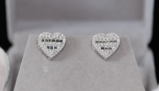 Moissanite Heart Ear Studs