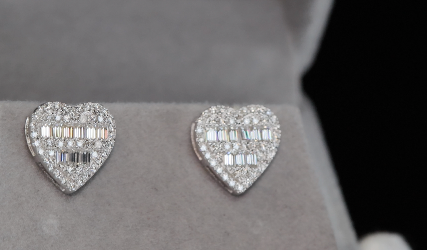 Moissanite Heart Ear Studs