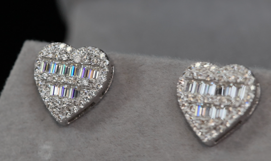 Moissanite Heart Earrings