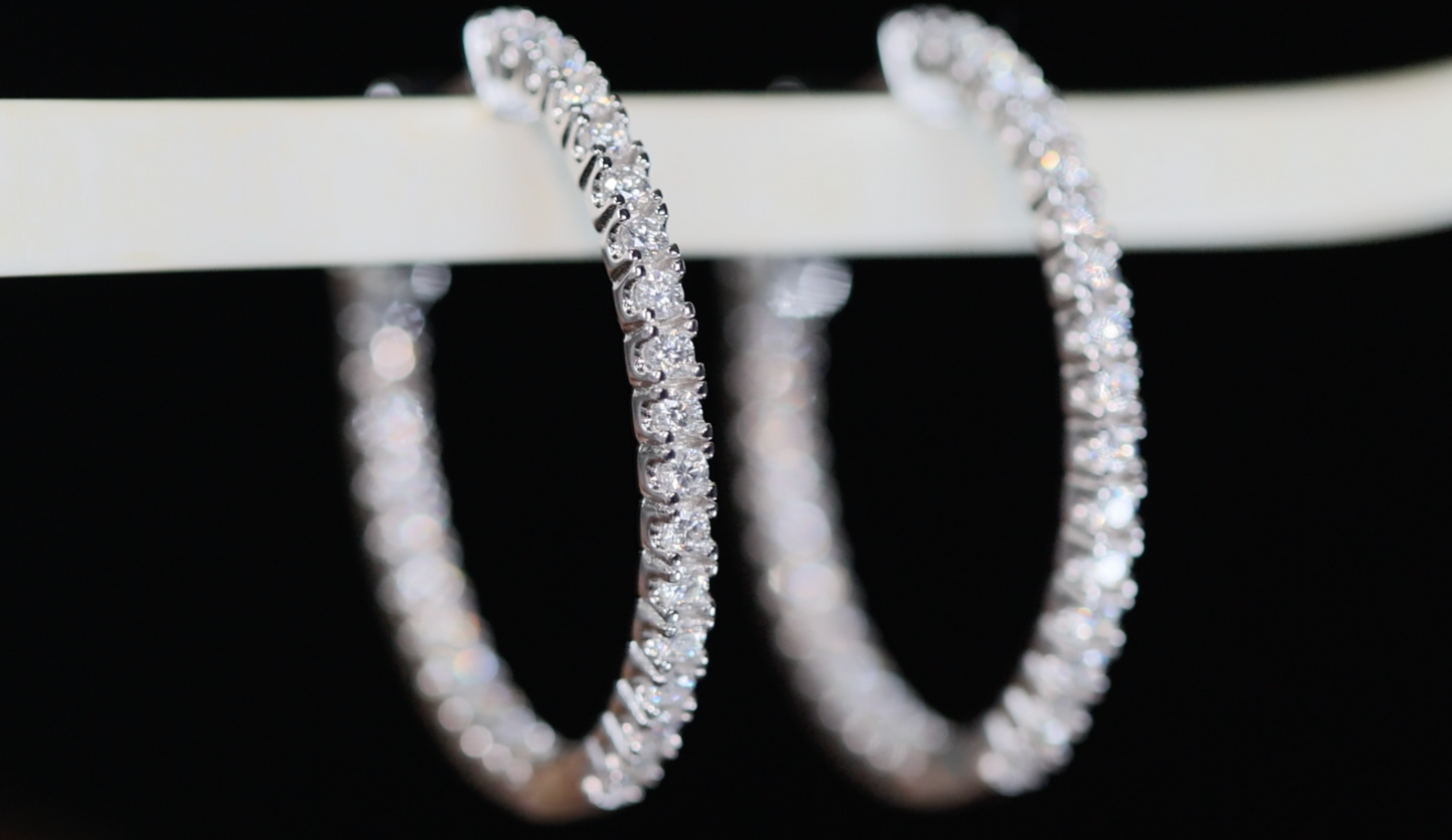 Womens Moissanite Diamond Hoop Earrings