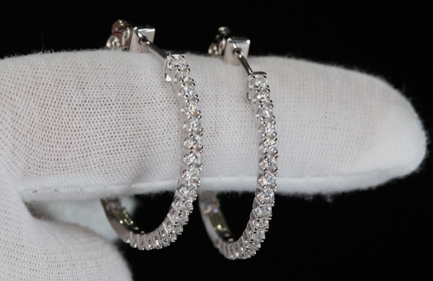 Womens Lab Grown Diamond Hoop Earrings