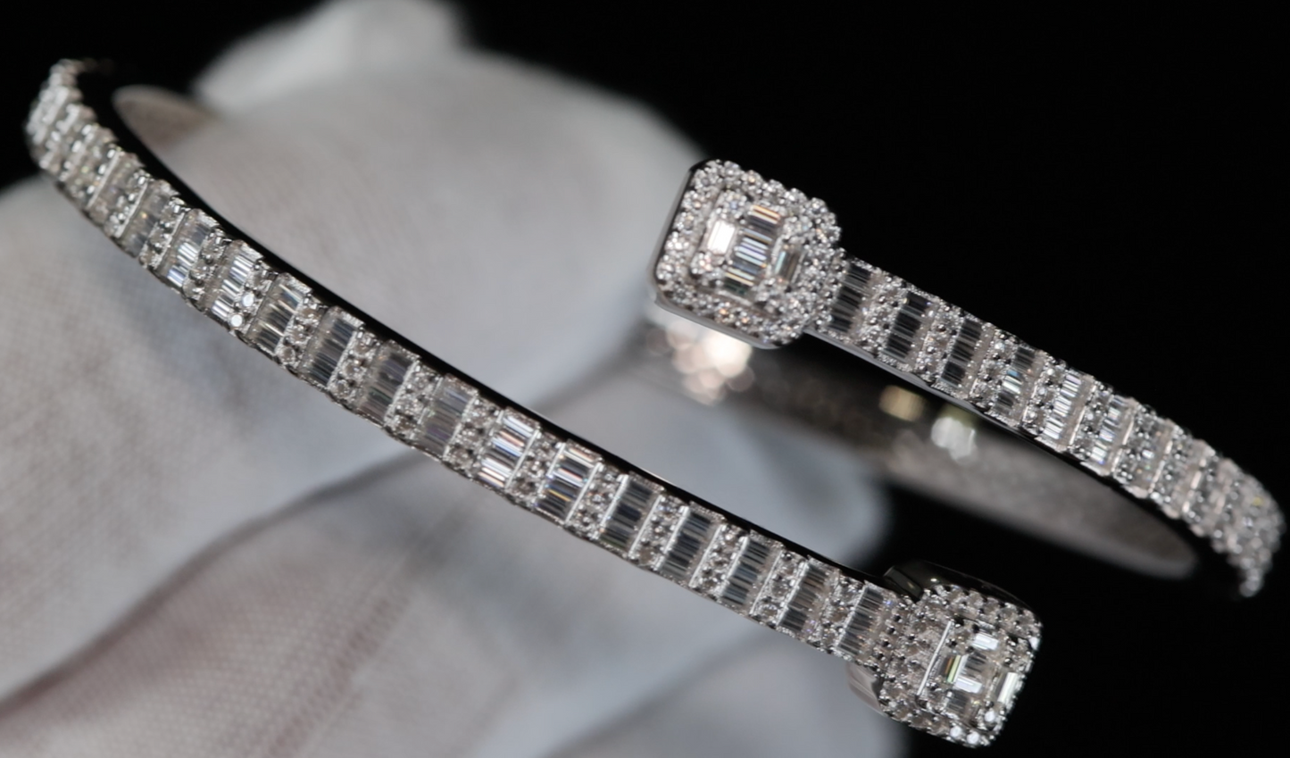 Moissanite Baguette Diamond Bangle