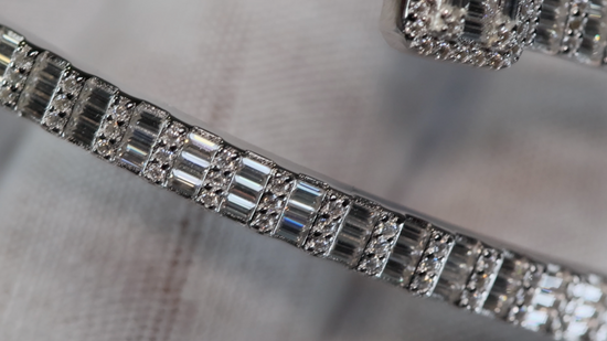 Moissanite Baguette Cut Diamond Cuff Bracelet