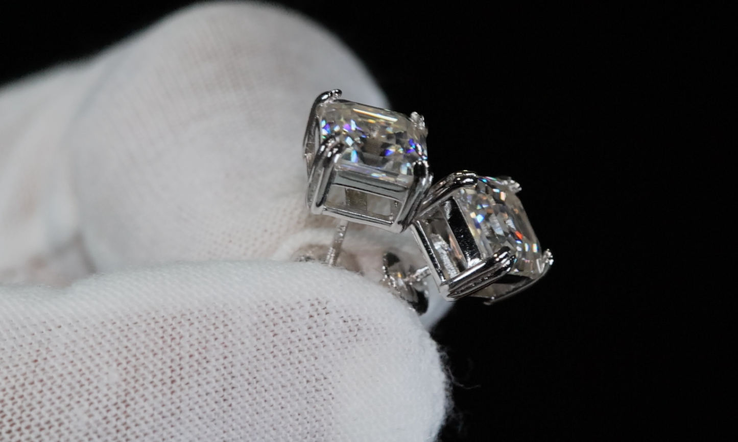 Asscher Cut Diamond Ear Studs