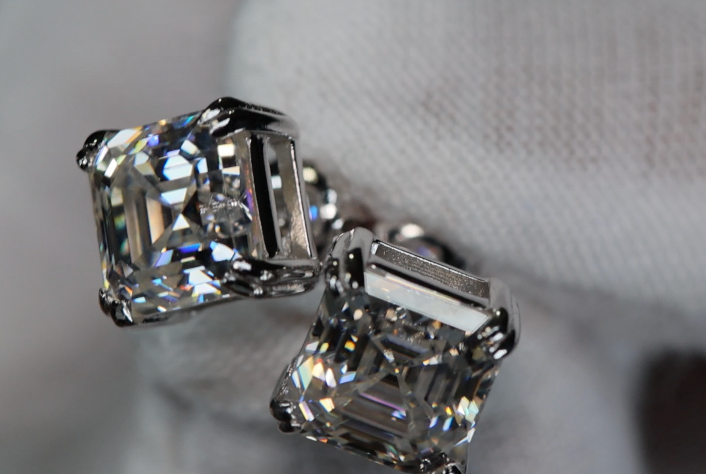 Asscher Cut Diamond Ear Studs