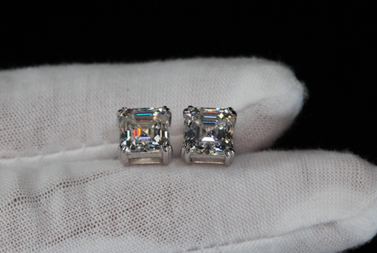 Moissanite Asscher Diamond Ear Studs