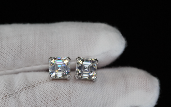 Moissanite Asscher Diamond Ear Studs