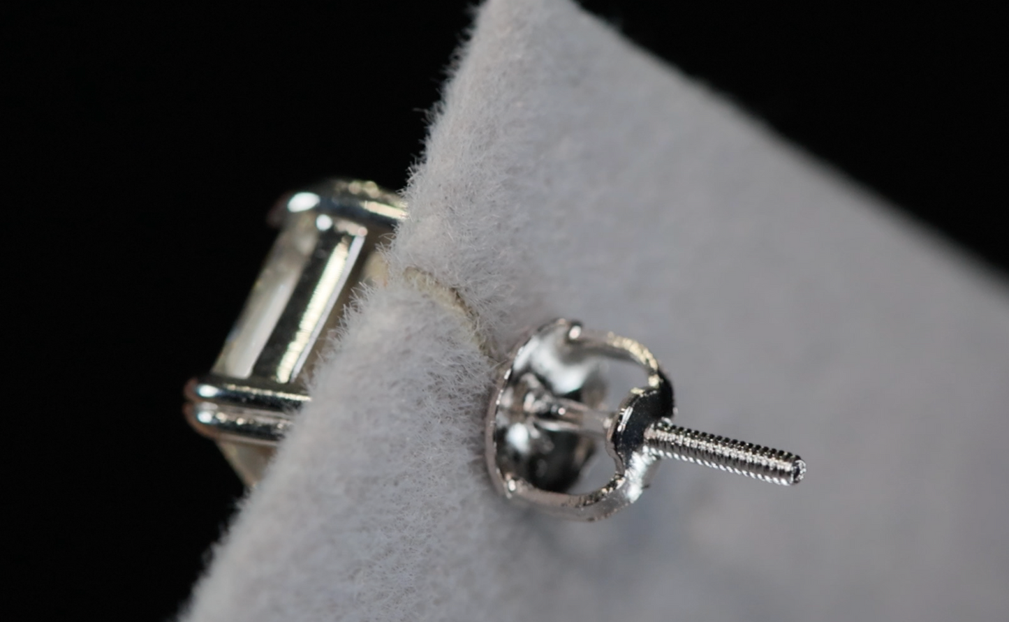 Moissanite Asscher Cut Diamond Ear Studs