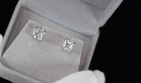 Moissanite Asscher Cut Diamond Ear Studs