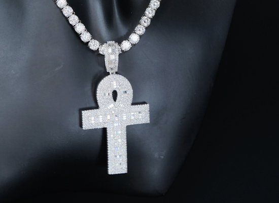 Baguette Diamond Ankh Pendant