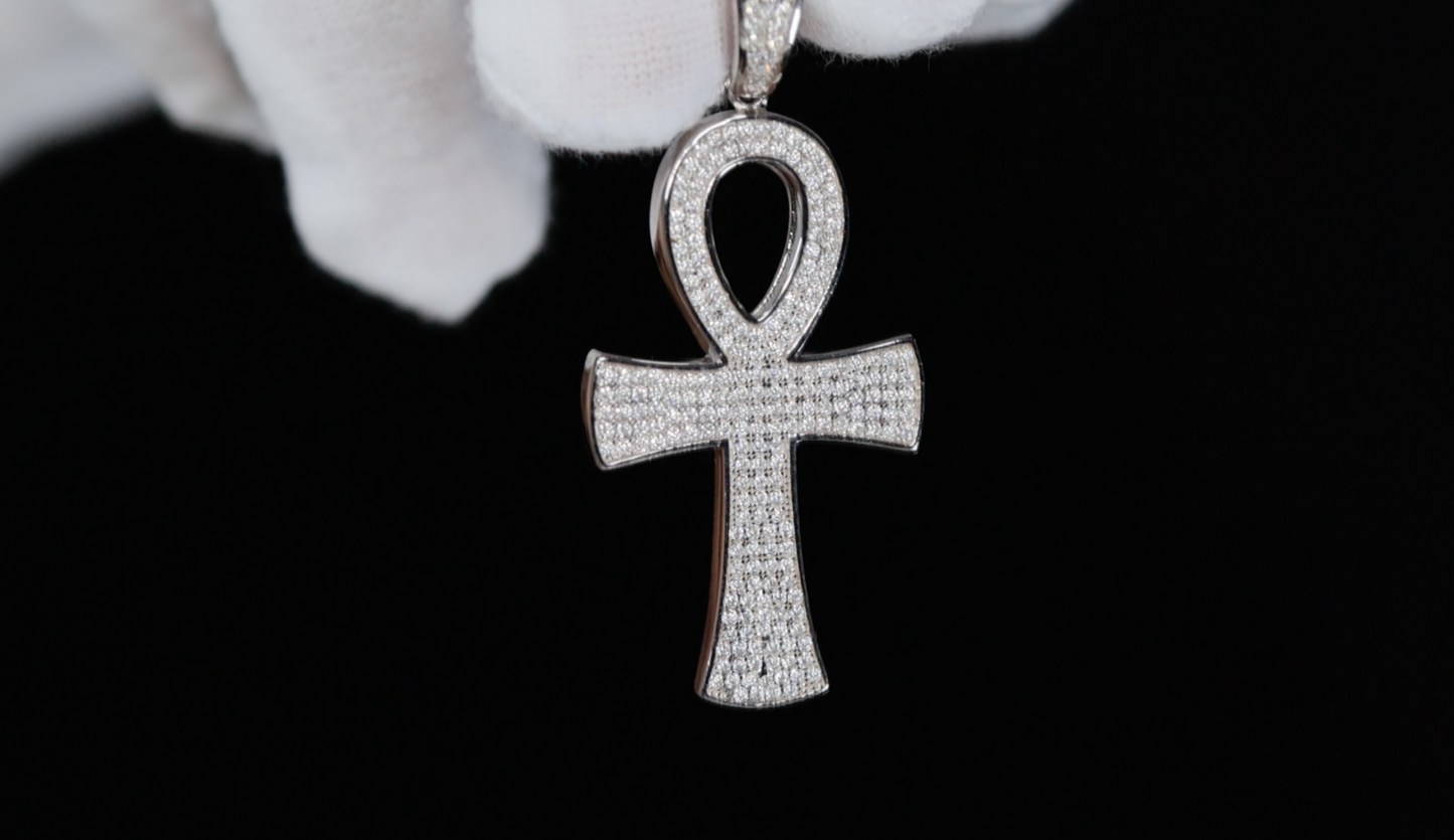 Moissanite Diamond Ankh Pendant