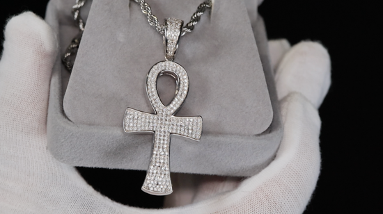 Silver Moissanite Ankh Pendant