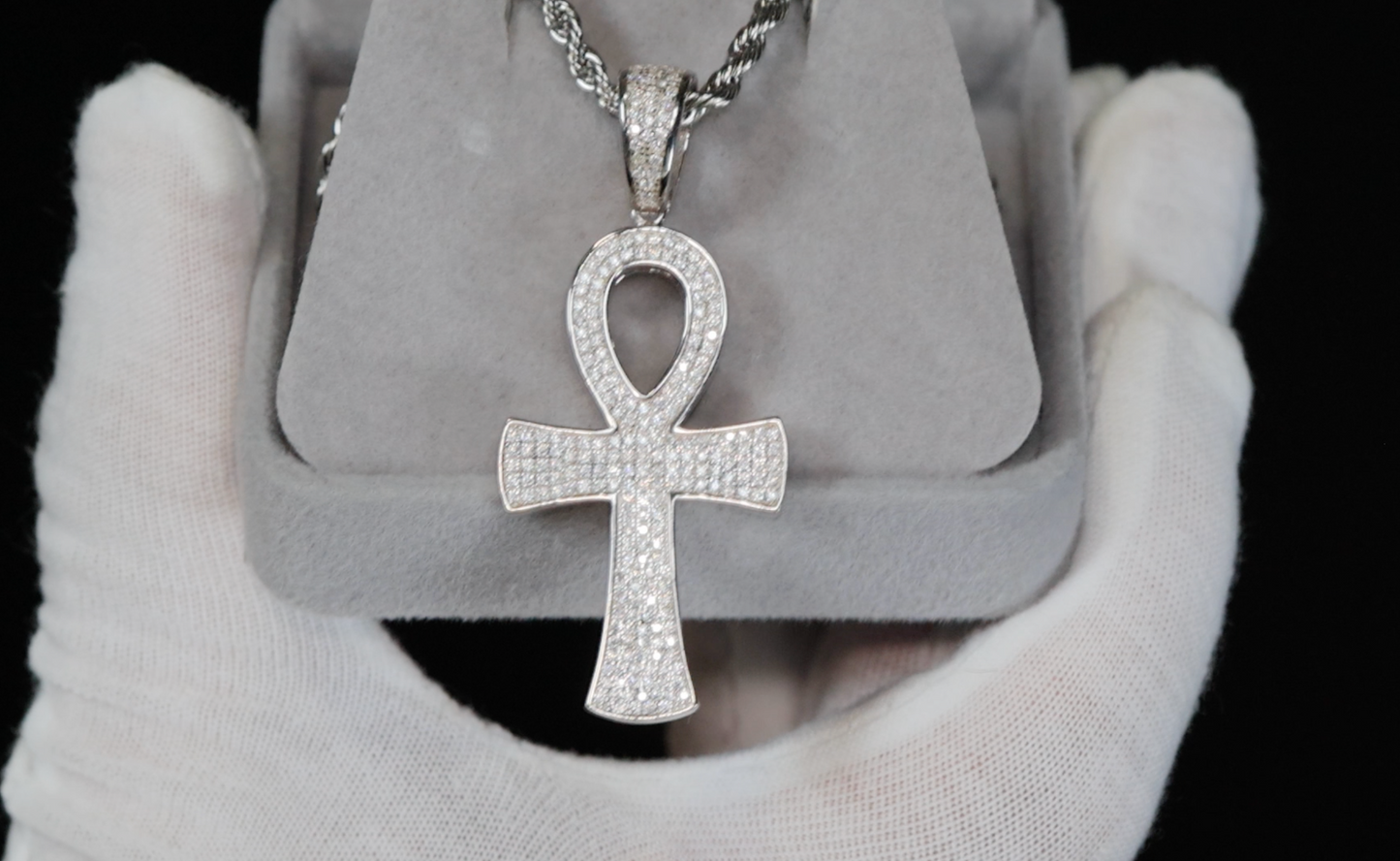 Silver Diamond Ankh Pendant