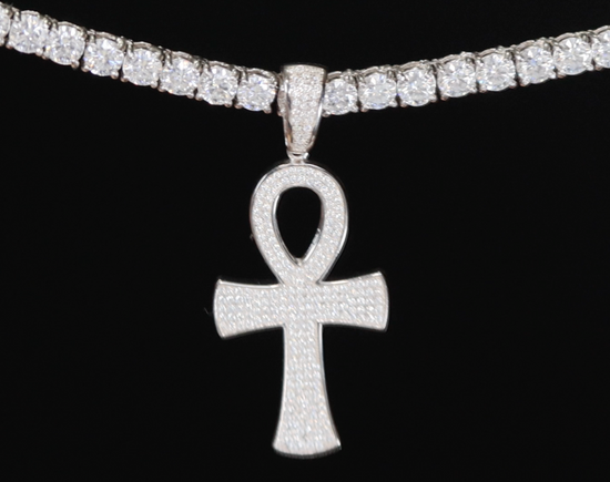 Big Moissanite Diamond Ankh Pendant