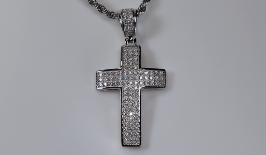 Mens Iced Out Cross Pendant