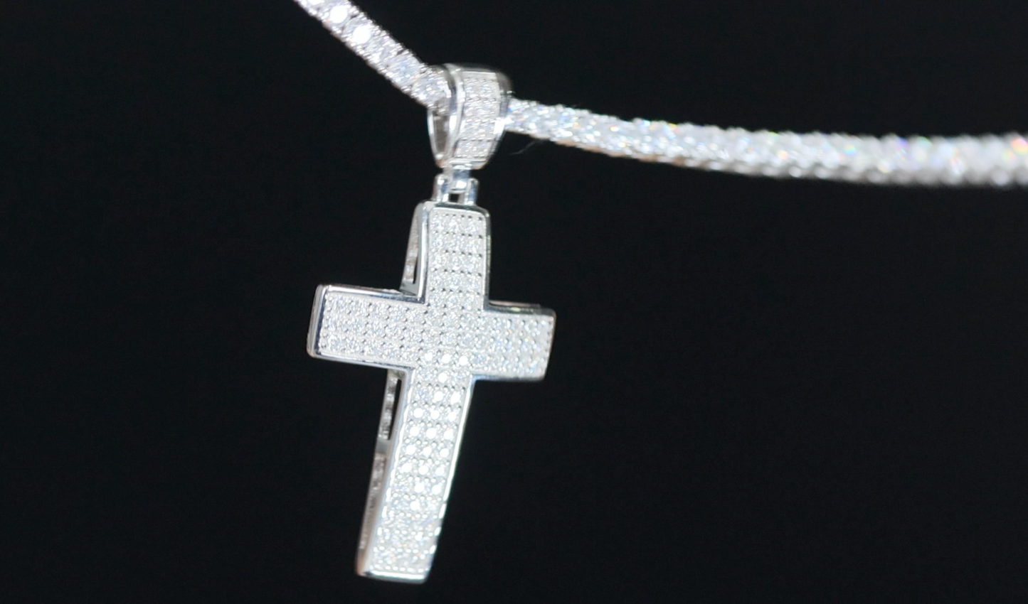 Big Moissanite Cross Pendant