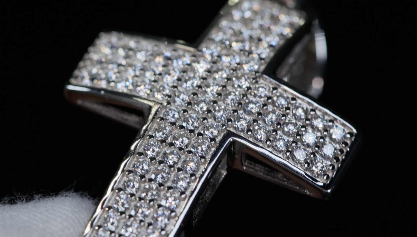 Silver Moissanite Cross Pendant