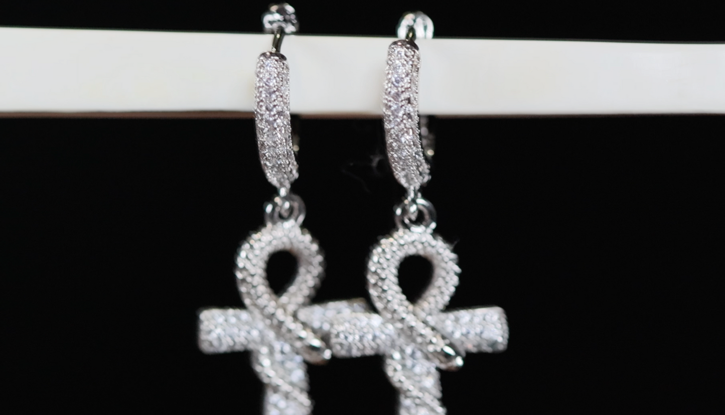 Diamond Ankh Earrings