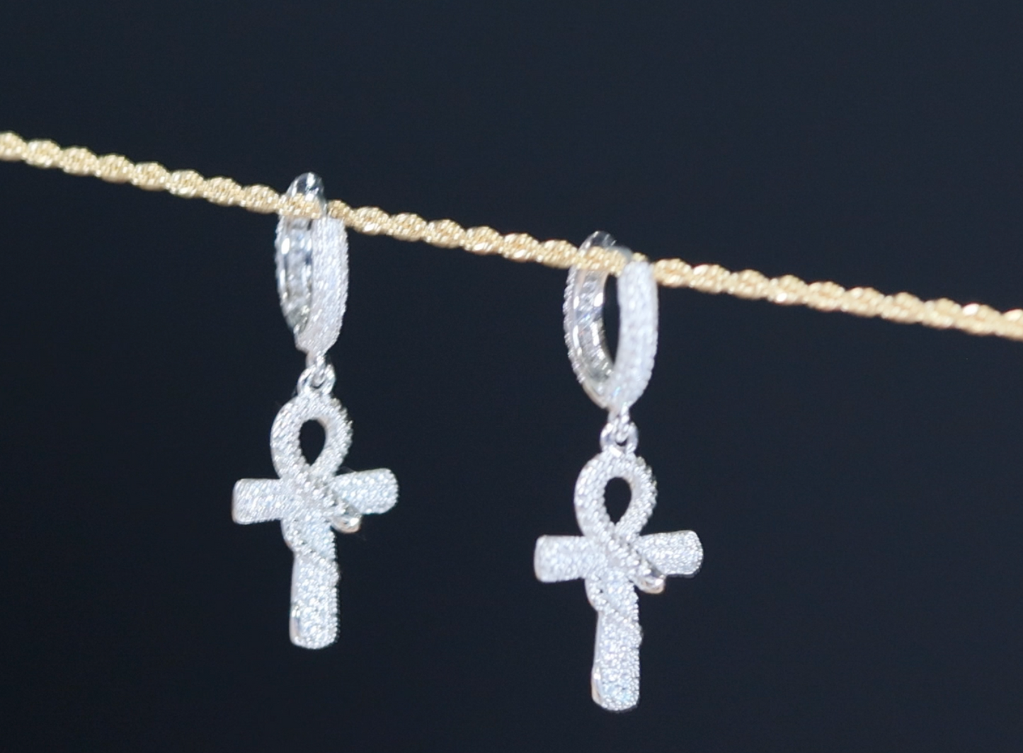 Diamond Ankh Earrings