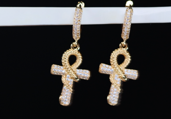 mens Diamond Ankh Earrings