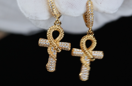 Diamond Ankh Earrings