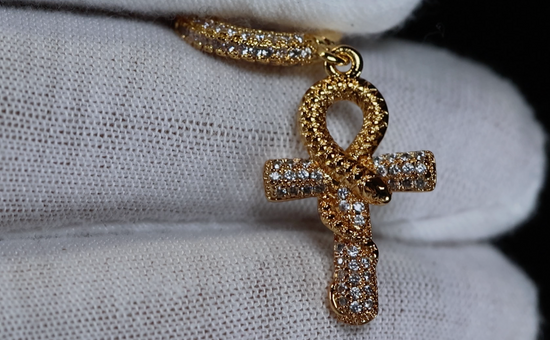 moissanite Diamond Ankh Earrings