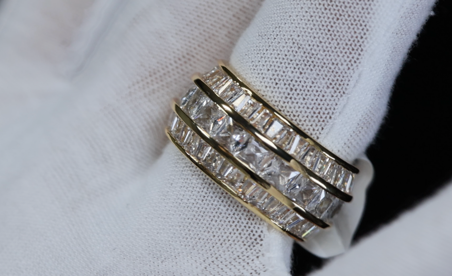 Mens Gold Baguette Diamond Ring