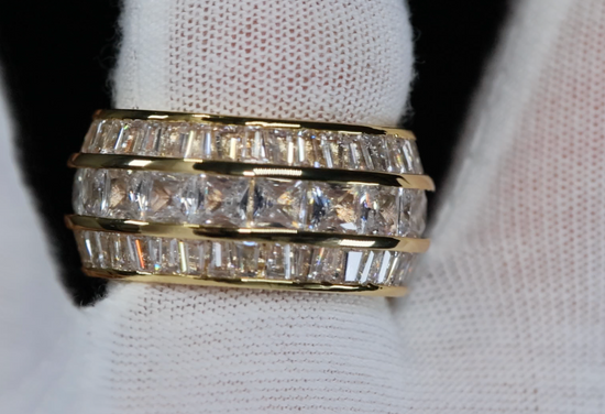 Mens Gold Princess Cut Diamond Ring