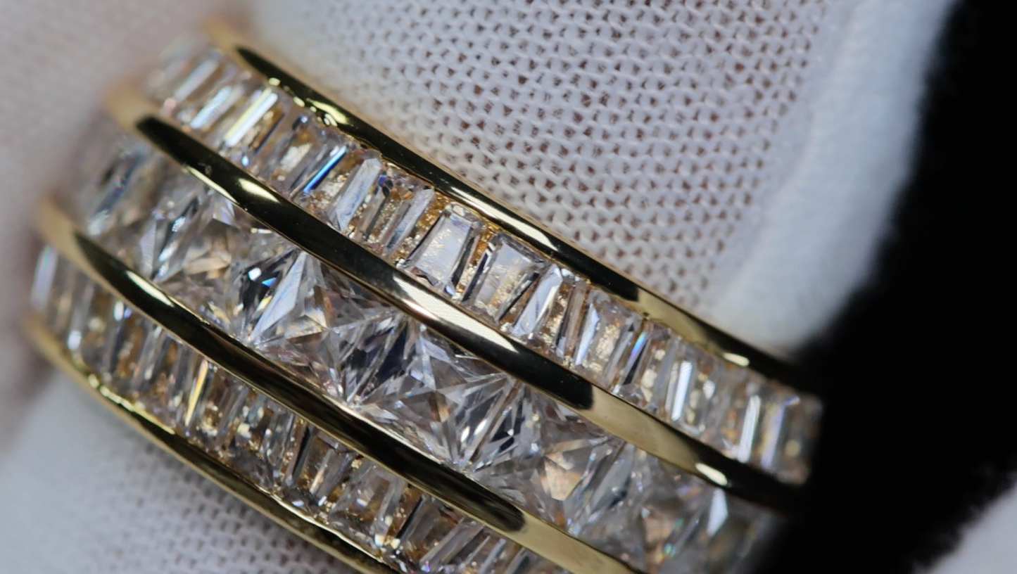 Mens Gold Baguette Diamond Eternity Ring