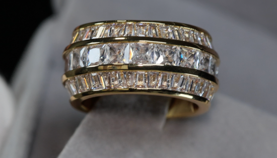 Mens Gold Baguette Diamond Eternity Ring